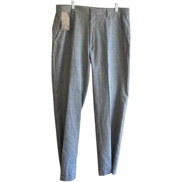 mens polyester/rayon dress pants Haggar NWT Men's dress pants windowpane design gray polyester rayon Size 36  X 32